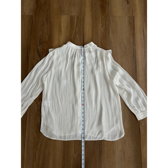 Zadig & Voltaire Tygg Satin Ruffle flounce Blouse White Womens Size M Luxury - Picture 7 of 8